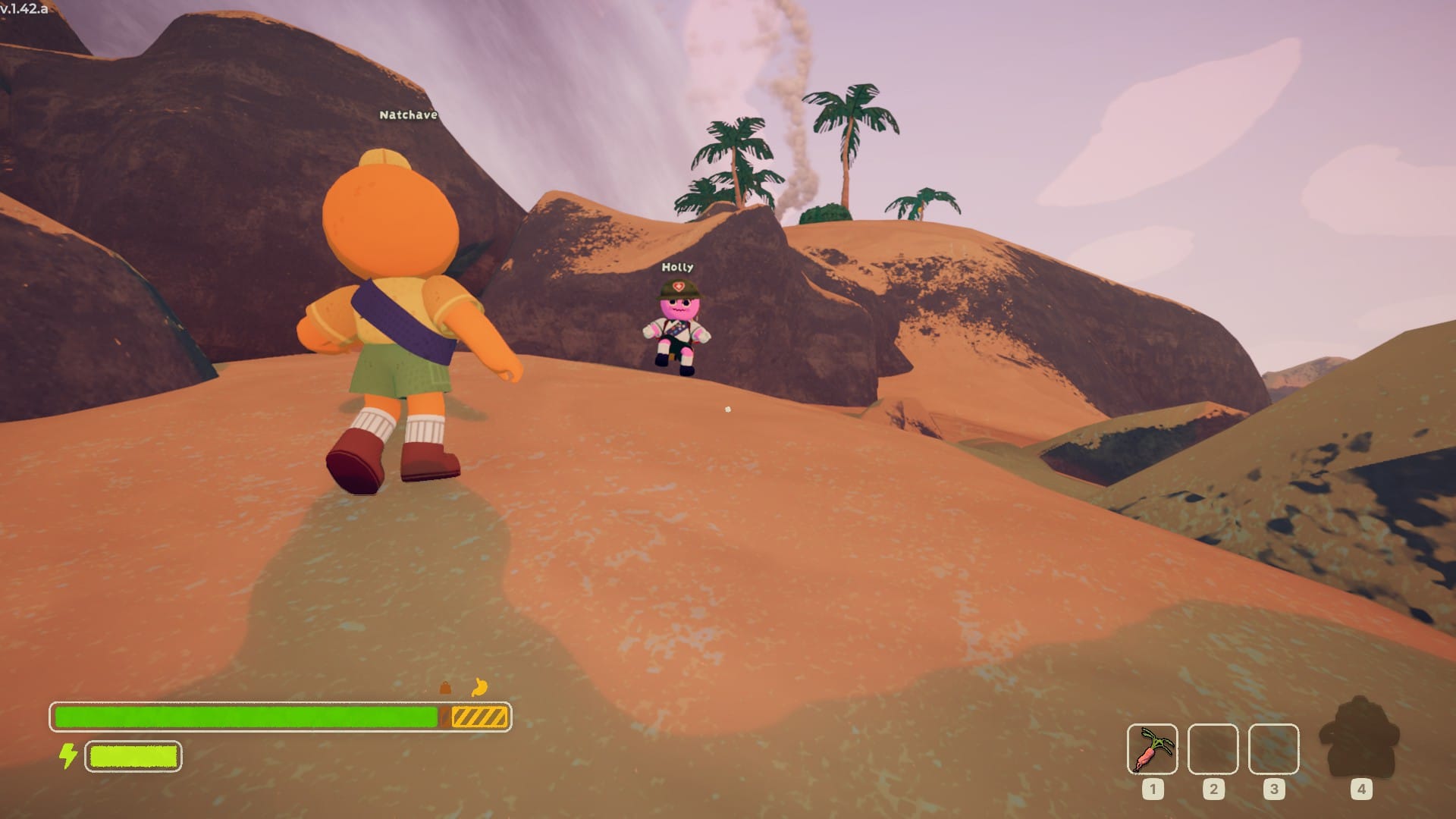 Holly and Emeric run towards a trail of smoke rising in the distance