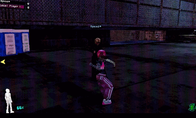 The player is punched and kicked across the room in a brawl.