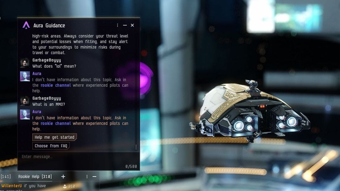 The AI chatbot doesn't know the terms "lol" or "MMO".