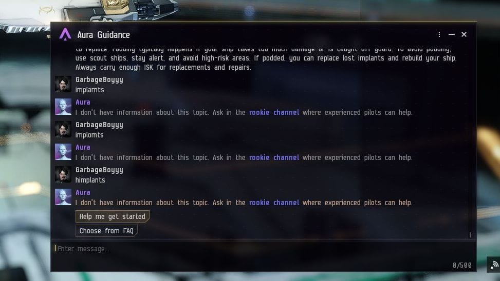 The player misspells the word "implants" a lot.