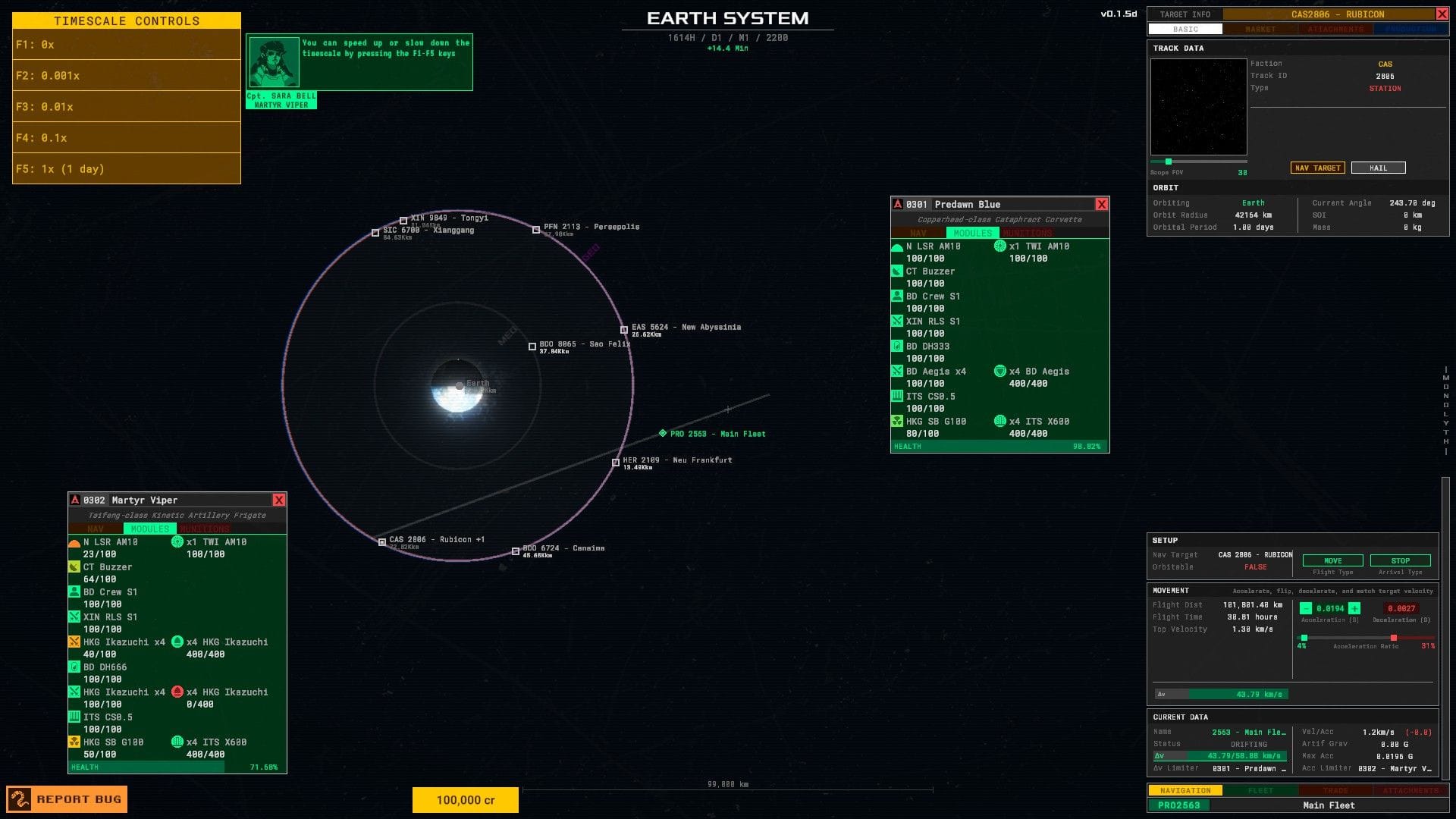 A screen full of green menus and a diagram of the earth with space stations surrounding it.