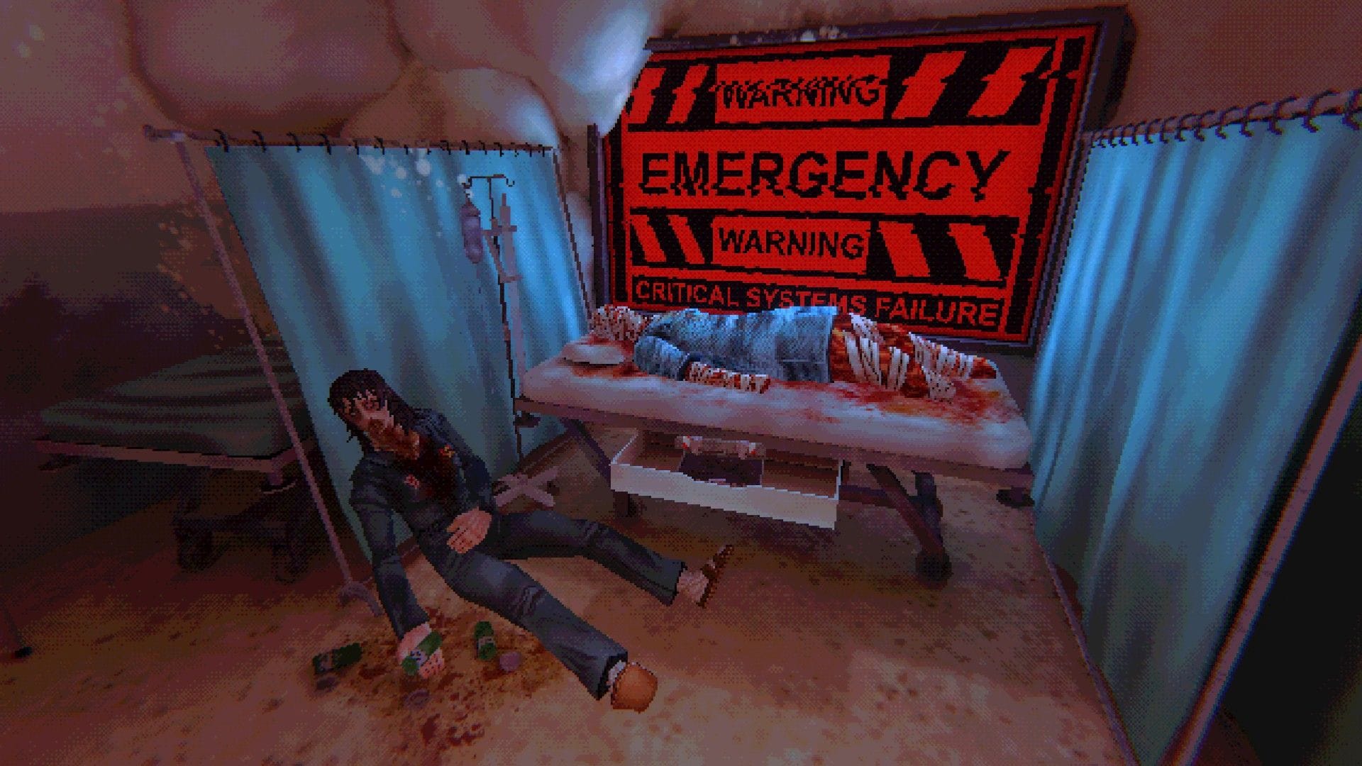 Anya lies dead from an overdose beside the burnt patient captain, she is clasping painkiller bottles in her hand.