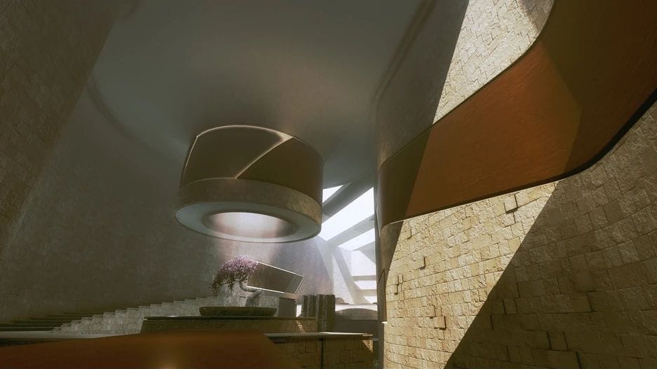 A clean modern corridor with wooden panels on brick walls for parkour.