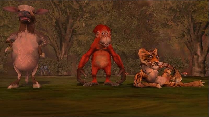 A cow, monkey and tiger hang out, hoping to become god's pet.